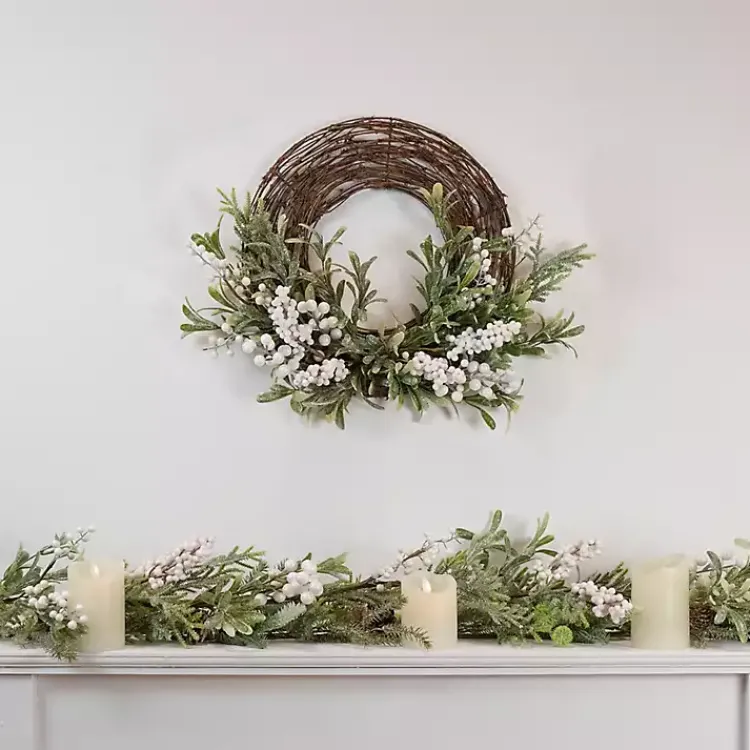 Christmas Wreaths>Kirklands Home Twig and Frosted Berry Wreath