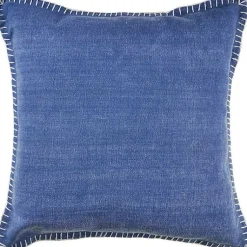Pillows>Kirklands Home Twilight with Embroidered Edge Pillow, 24 in. Blue
