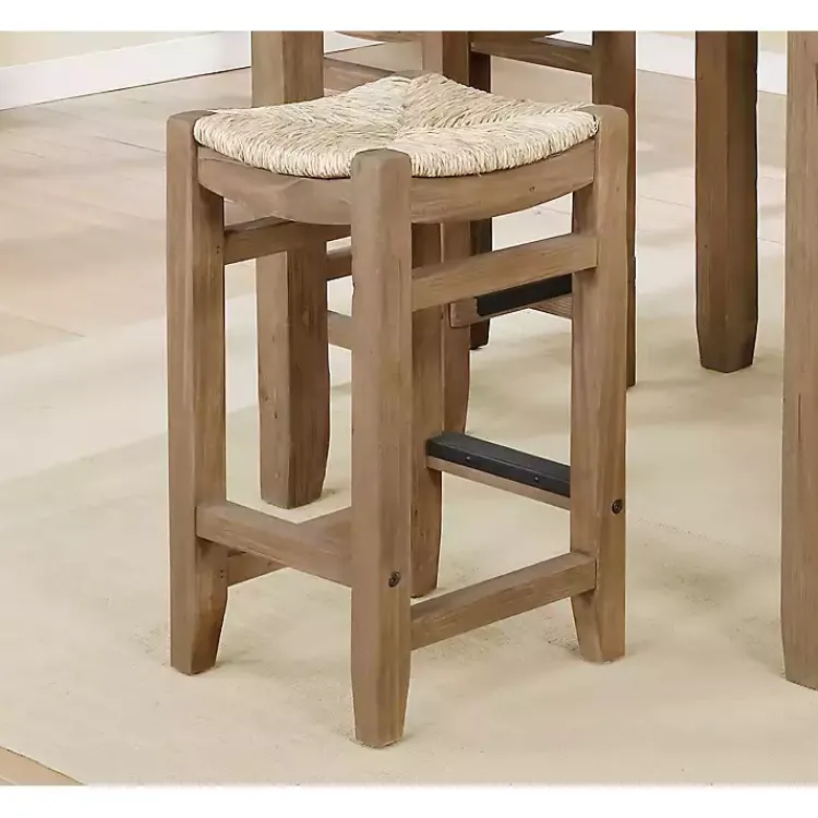 Kirklands Home Twisted Seagrass and Wood Counter Stools, Set of 2 Tan Discount