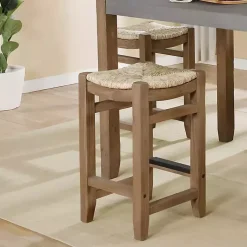 Kirklands Home Twisted Seagrass and Wood Counter Stools, Set of 2 Tan Discount