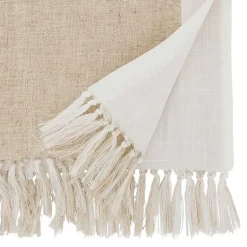 Kirklands Home Two Tone Tan and White Table Runner, 90 in.