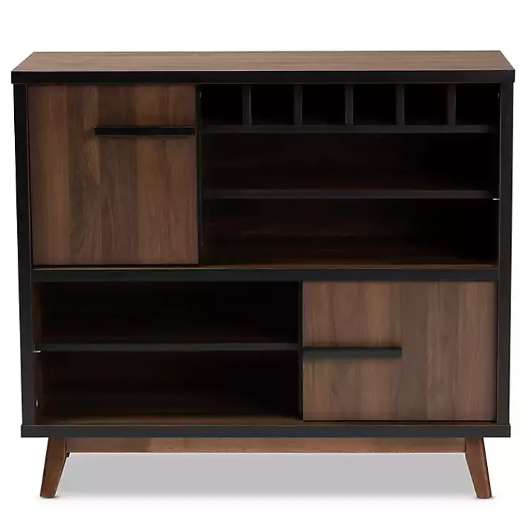 Kirklands Home Two Tone Walnut Wood Wine Storage Cabinet Clearance