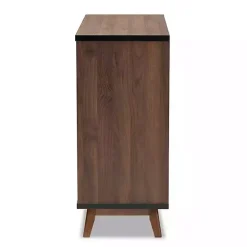 Kirklands Home Two Tone Walnut Wood Wine Storage Cabinet Clearance
