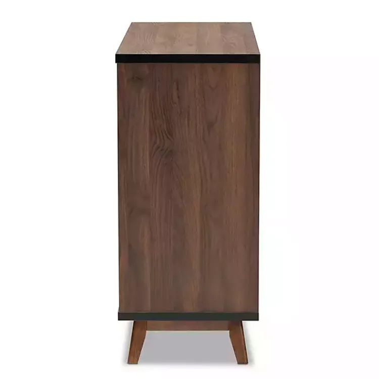 Kirklands Home Two Tone Walnut Wood Wine Storage Cabinet Clearance