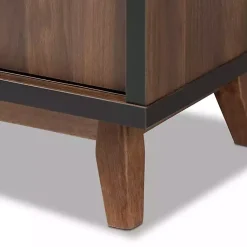 Kirklands Home Two Tone Walnut Wood Wine Storage Cabinet Clearance