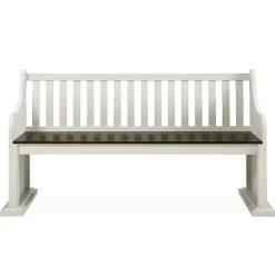 Kirklands Home Two-Tone Dark Oak and Ivory High Back Wooden Bench White Best