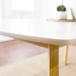 Kirklands Home Two-Tone Mid-Century Modern Wood Dining Table White Clearance