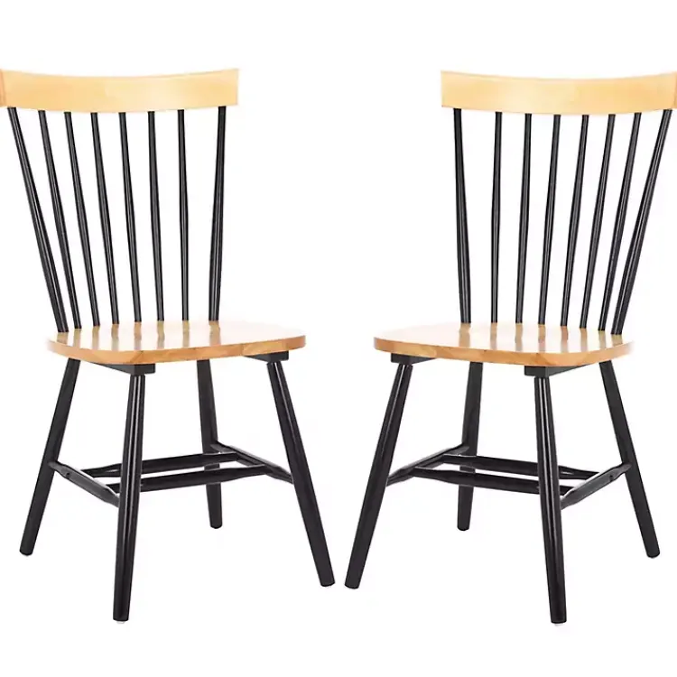 Kirklands Home Two-Tone Parker Spindle Dining Chairs, Set of 2 Black Discount