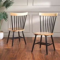 Kirklands Home Two-Tone Parker Spindle Dining Chairs, Set of 2 Black Discount