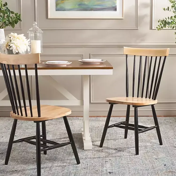 Kirklands Home Two-Tone Parker Spindle Dining Chairs, Set of 2 Black Discount