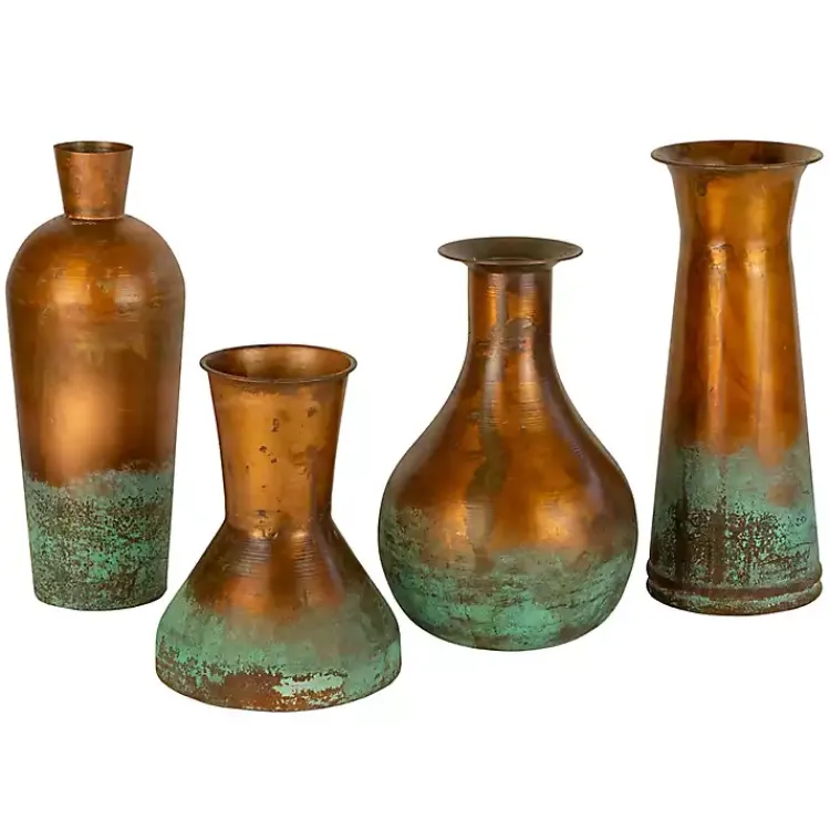 Vases>Kirklands Home Two-Toned Copper Vases, Set of 4