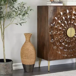 Vases>Kirklands Home Two-Toned Natural Seagrass Floor Vase, 27 in.