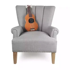 Pillows>Kirklands Home Ukulele Shaped Hooked Wool Pillow Brown