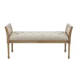 Kirklands Home Upholstered Cane Martha Stewart Isla Bench Tan New