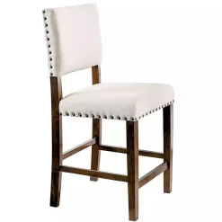 Kirklands Home Upholstered Cherry Finish Counter Stools, Set of 2 Ivory Sale