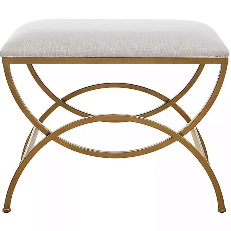 Kirklands Home Upholstered Gold Metal Arched Frame Bench White Discount
