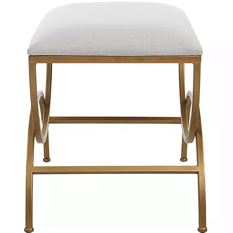 Kirklands Home Upholstered Gold Metal Arched Frame Bench White Discount