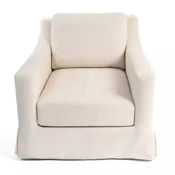 Kirklands Home Upholstered Weekend Swivel Accent Chair Ivory Hot