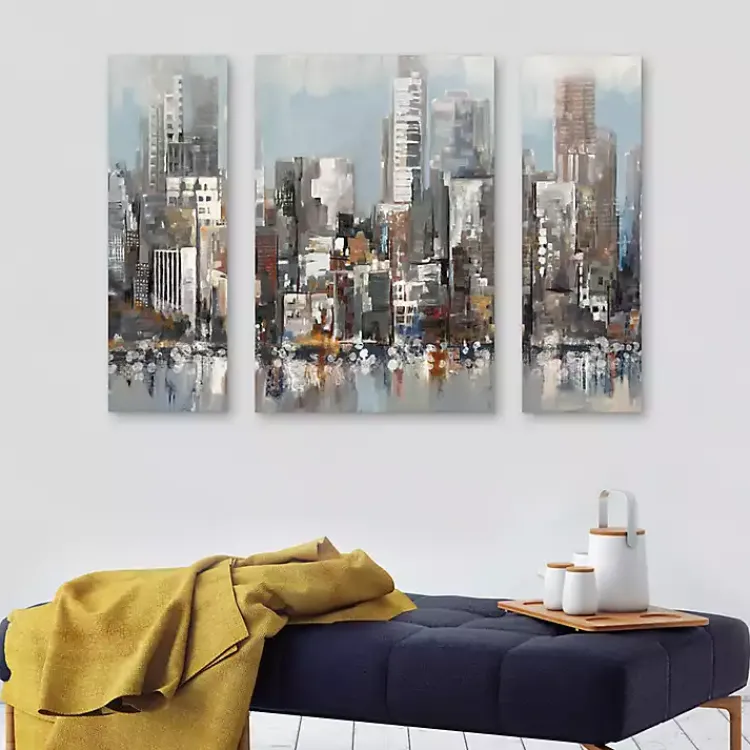 Kirklands Home Urban Focus A, B, & C Canvas Art Prints, Set of 3 Gray Best