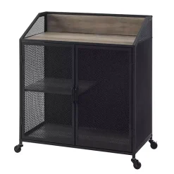 Kirklands Home Urban Mesh Door Rolling Bar Cabinet Gray Outlet