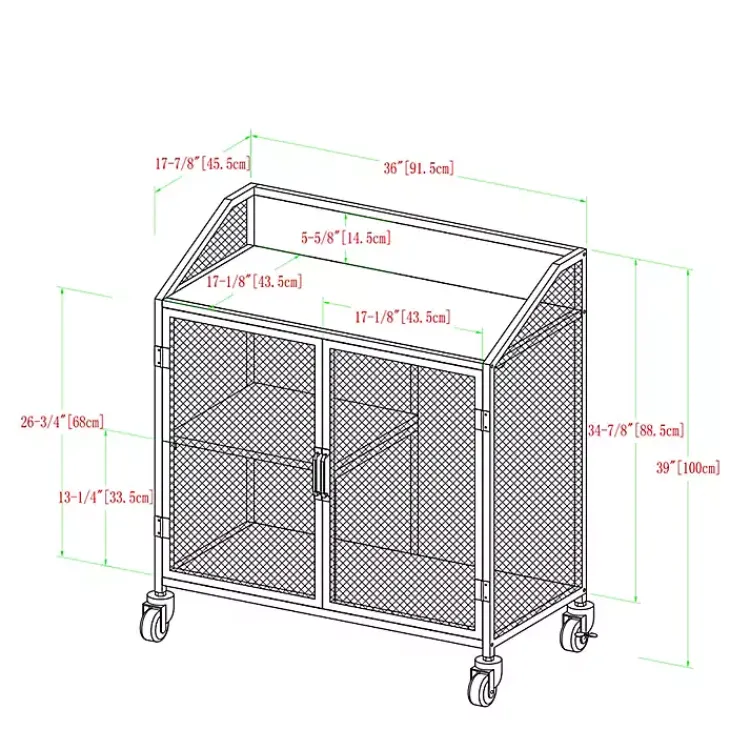 Kirklands Home Urban Mesh Door Rolling Bar Cabinet Gray Outlet