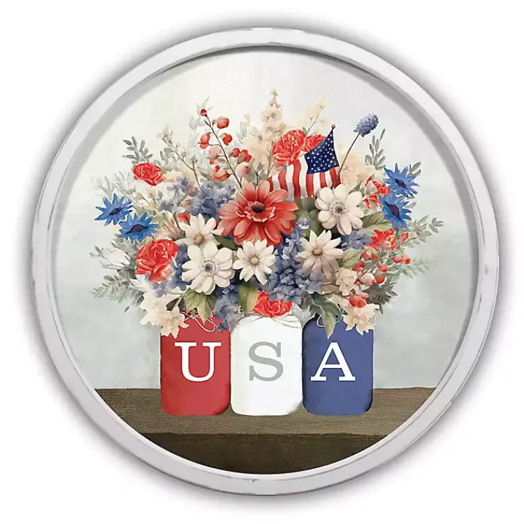 Kirklands Home USA Mason Jar Vases Round Framed Wall Plaque