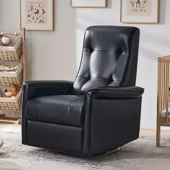 Kirklands Home Val Faux Leather Swivel Power Recliner Black Sale