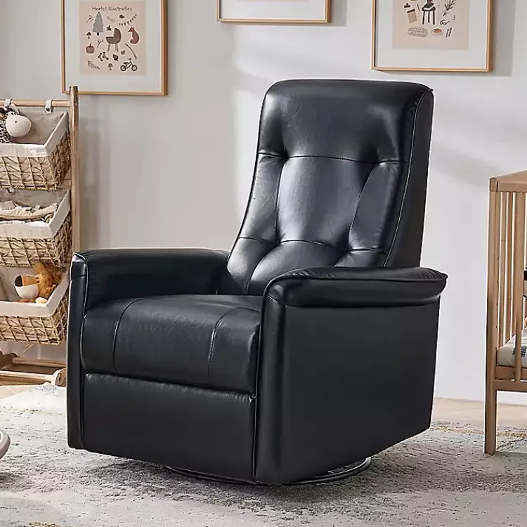 Kirklands Home Val Faux Leather Swivel Power Recliner Black Sale