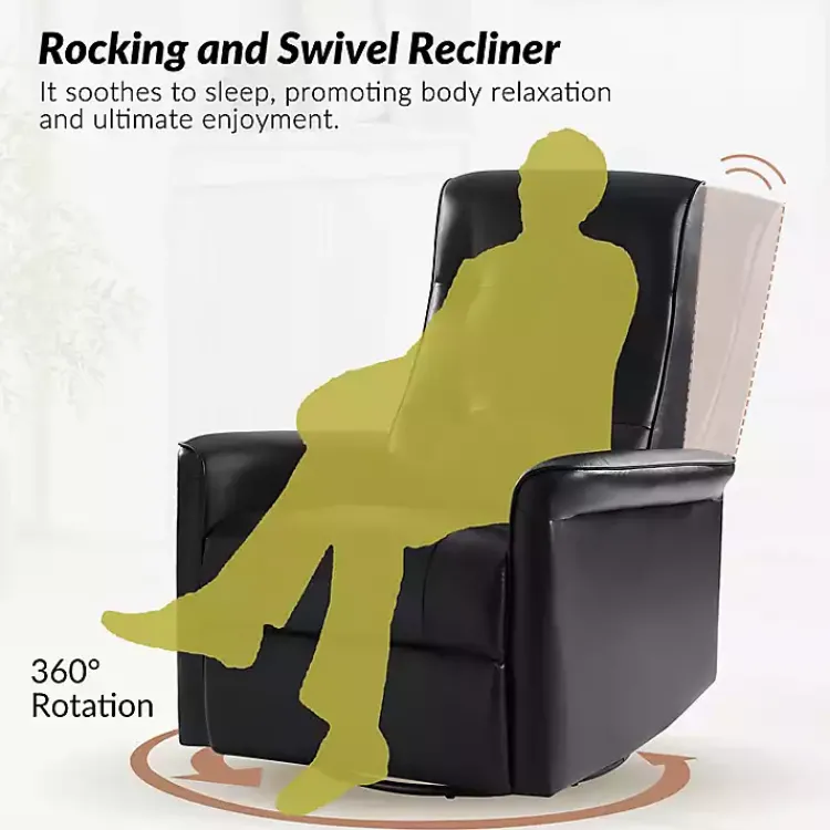 Kirklands Home Val Faux Leather Swivel Power Recliner Black Sale