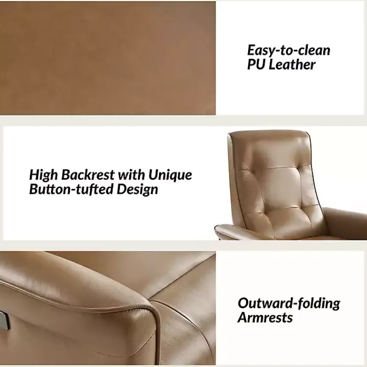 Kirklands Home Val Faux Leather Swivel Power Recliner Brown Hot
