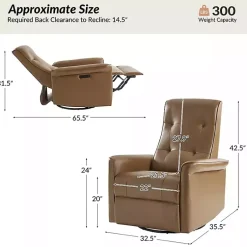 Kirklands Home Val Faux Leather Swivel Power Recliner Brown Hot