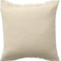Pillows>Kirklands Home Vanilla Gauze Organic Fringe Throw Pillow Ivory