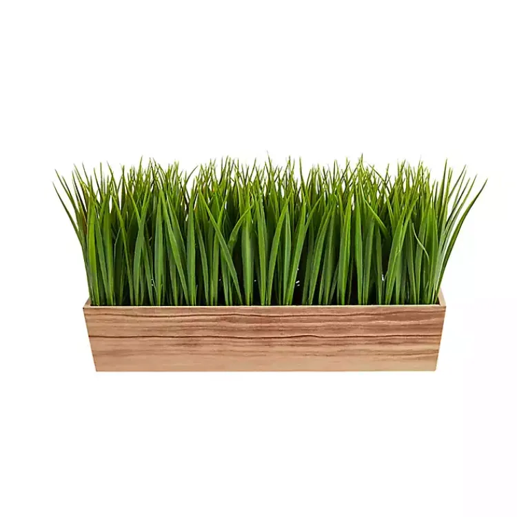 Arrangements & Greenery>Kirklands Home Vanilla Grass in Rustic Wood Planter