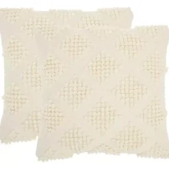 Pillows>Kirklands Home Vanilla Knotted Diamond Throw Pillows, Set of 2 Ivory