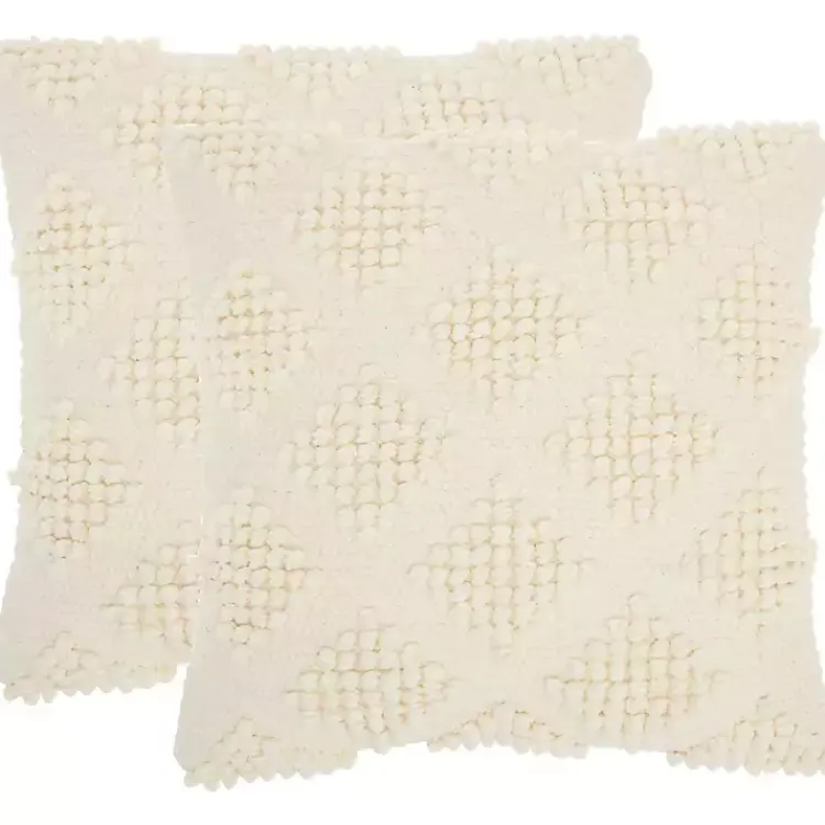 Pillows>Kirklands Home Vanilla Knotted Diamond Throw Pillows, Set of 2 Ivory