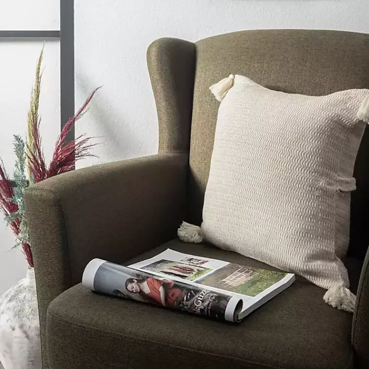 Pillows>Kirklands Home Vanilla Trapeze Organic Cotton Throw Pillow Ivory