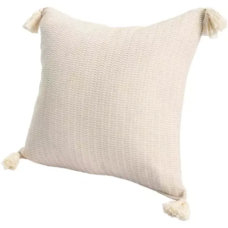 Pillows>Kirklands Home Vanilla Trapeze Organic Cotton Throw Pillow Ivory