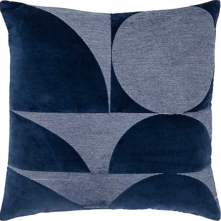 Pillows>Kirklands Home Velvet Navy Monochrome Shapes Throw Pillow Blue