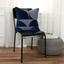 Pillows>Kirklands Home Velvet Navy Monochrome Shapes Throw Pillow Blue