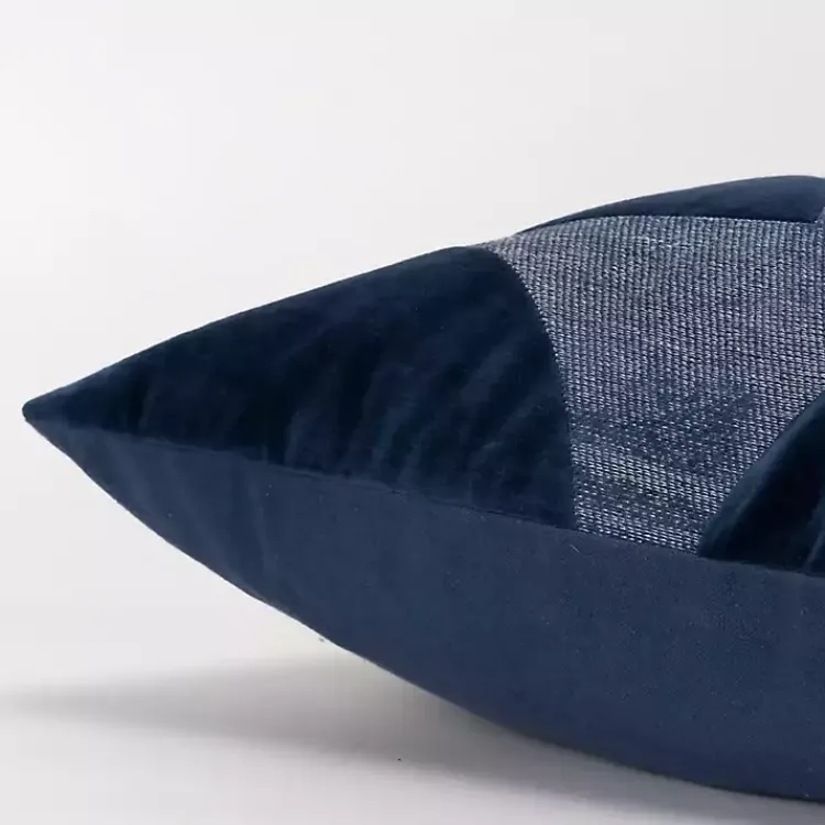 Pillows>Kirklands Home Velvet Navy Monochrome Shapes Throw Pillow Blue