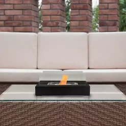 Kirklands Home Ventless Tabletop Fireplace on Black Base New