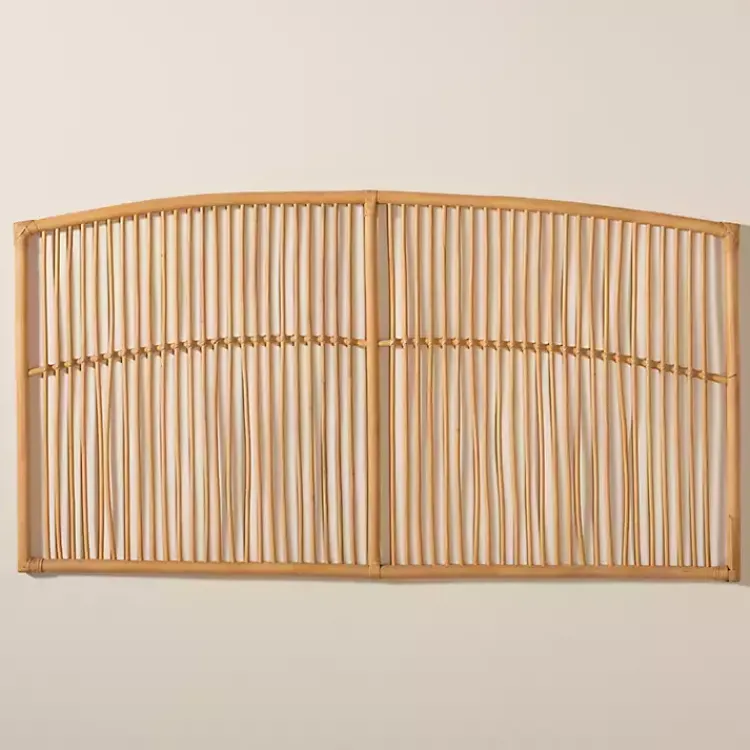 Kirklands Home Vertical Weave Rat Queen Headboard Tan