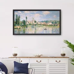 Kirklands Home Vetheuil in Summer Framed Canvas Art Print Blue Clearance