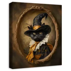 Halloween>Kirklands Home Victorian Black Cat Canvas Art Print Brown