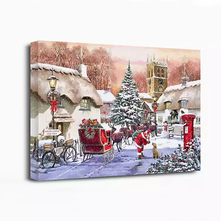 Christmas Art & Wall Decor>Kirklands Home Village and Santa Canvas Art Print