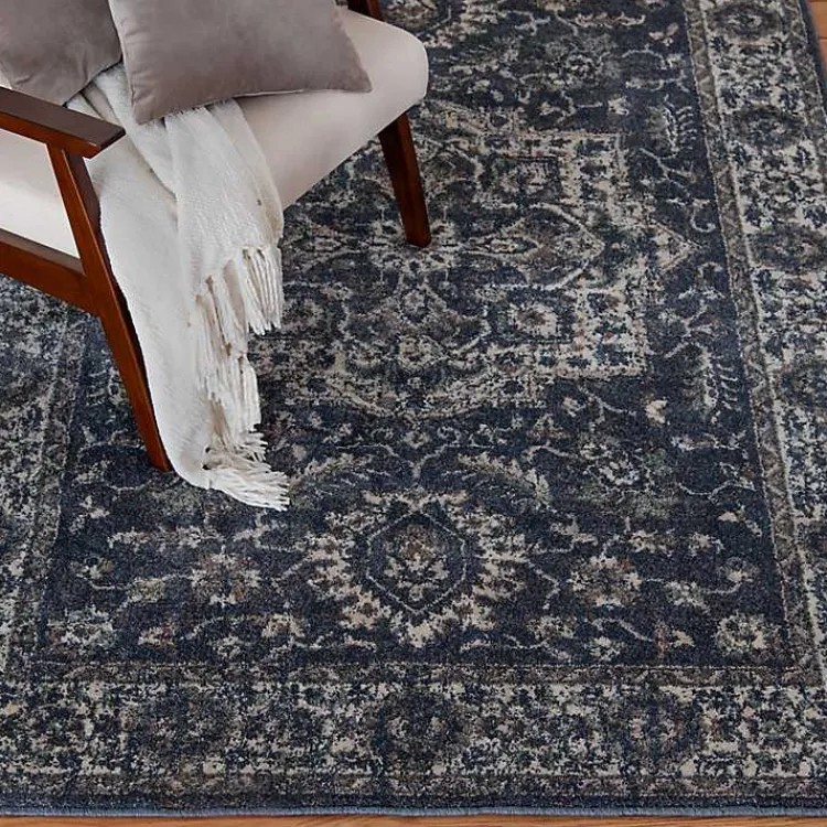 Kirklands Home Vintage Annabe Area Rug, 5x7 Blue New