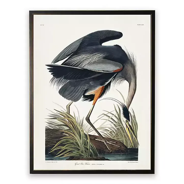 Kirklands Home Vintage Blue Heron Bookplate Framed Art Print Discount