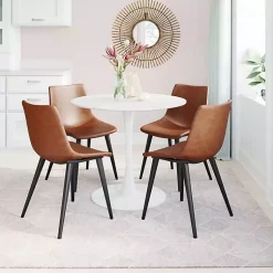 Kirklands Home Vintage Faux Leather Dining Chairs, Set of 2 Brown Sale