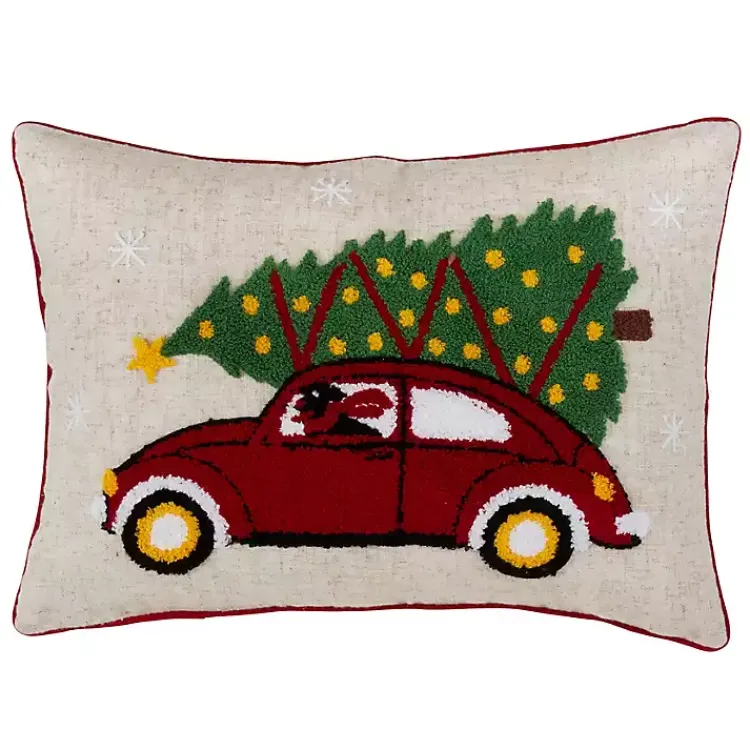 Christmas Pillows>Kirklands Home Vintage Car Holiday Lumbar Pillow