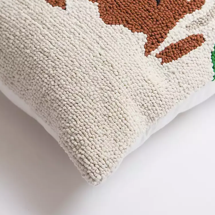 Christmas Pillows>Kirklands Home Vintage Cheerful Santa Hooked Christmas Pillow
